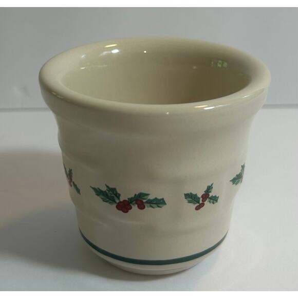 Longaberger Pottery Traditional Holly Votive Candle Holder Made in USA - Picture 1 of 5